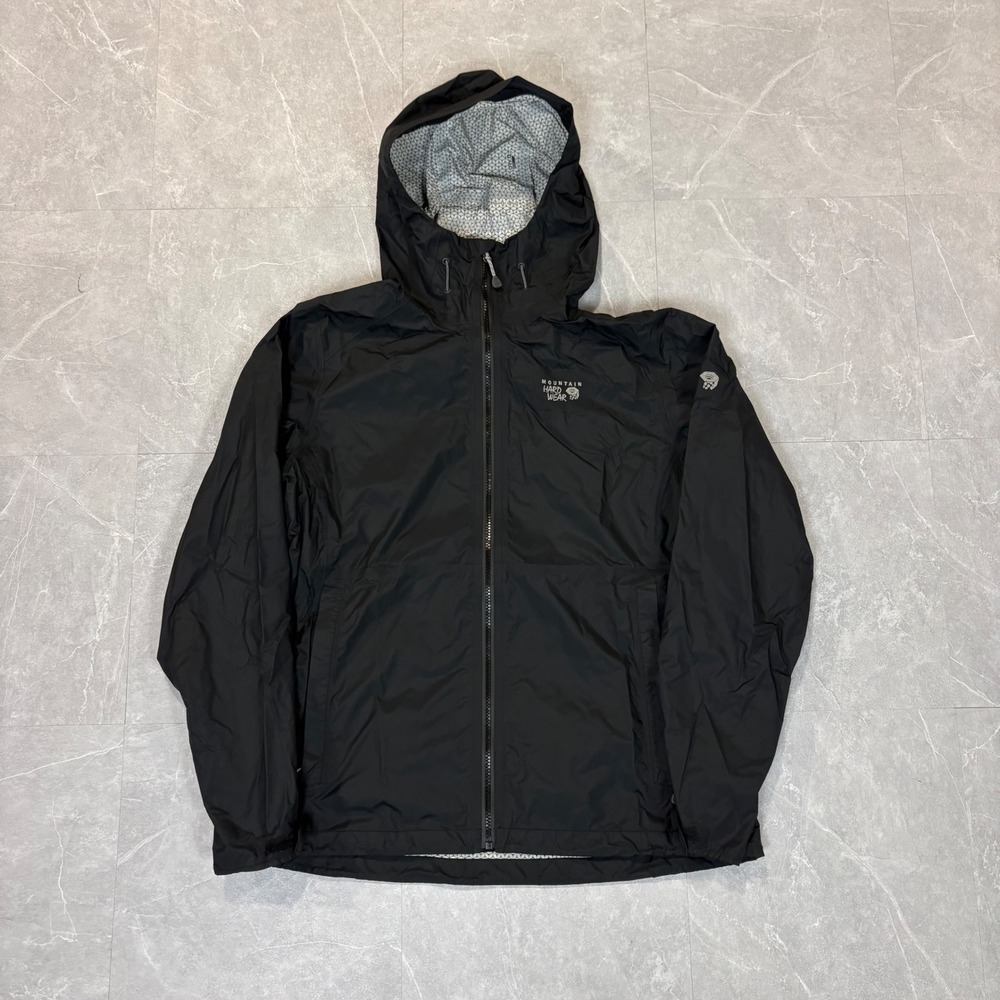Mountain Hardwear Womens Black Hooded Rain Jacket Waterproof Windbreaker Large